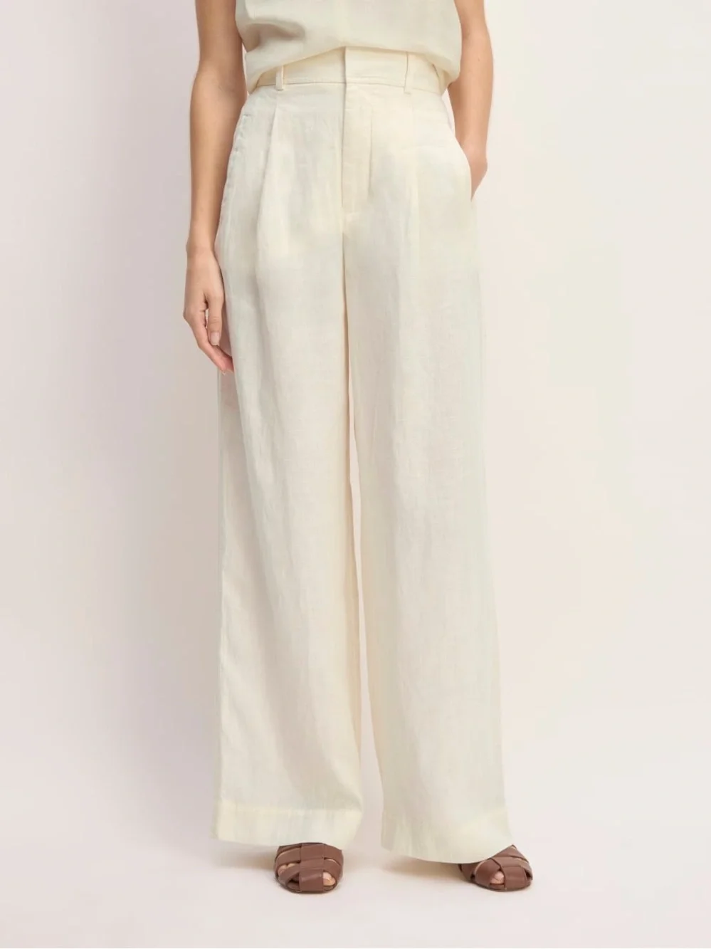 Everlane The Linen Way-High Drape Pant Bone Size 2 NWOT 100% Linen